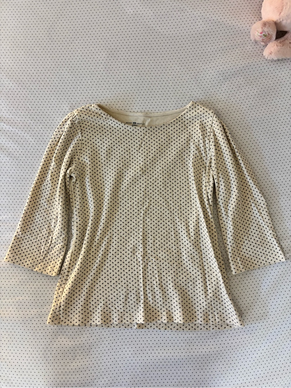 Brandy Melville Floral Print Top - Boat Neck, 3/4 Sleeves